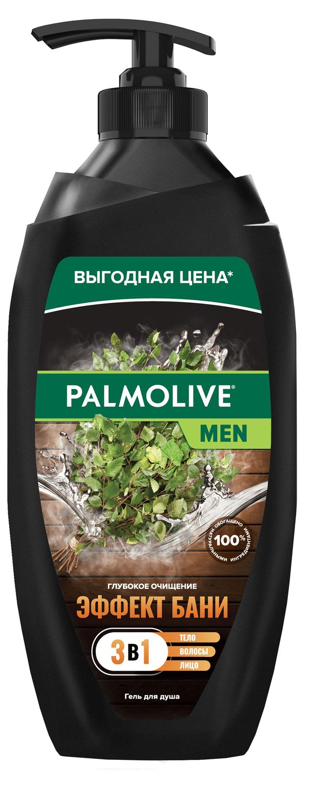 фото Гель для душа palmolive men эффект бани глубокое очищение 3 в 1 для тела и лица, 750 мл