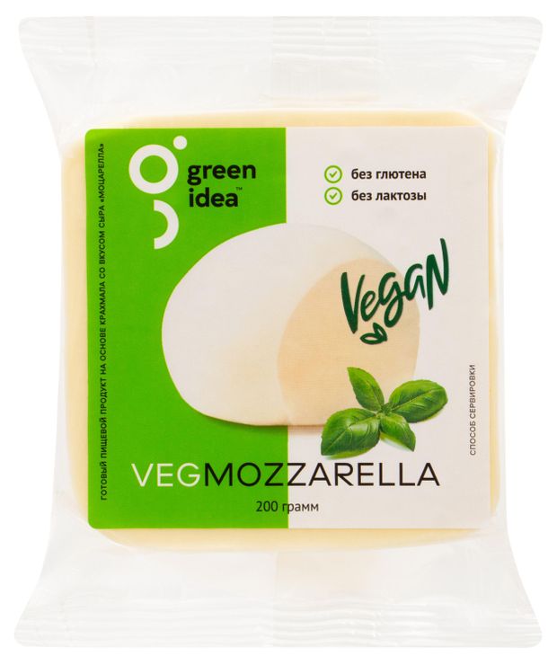 Сыр растительный Green Idea Vegan Моцарелла на основе крахмала без глютена и лактозы 24 ЗМЖ 200 г 269₽