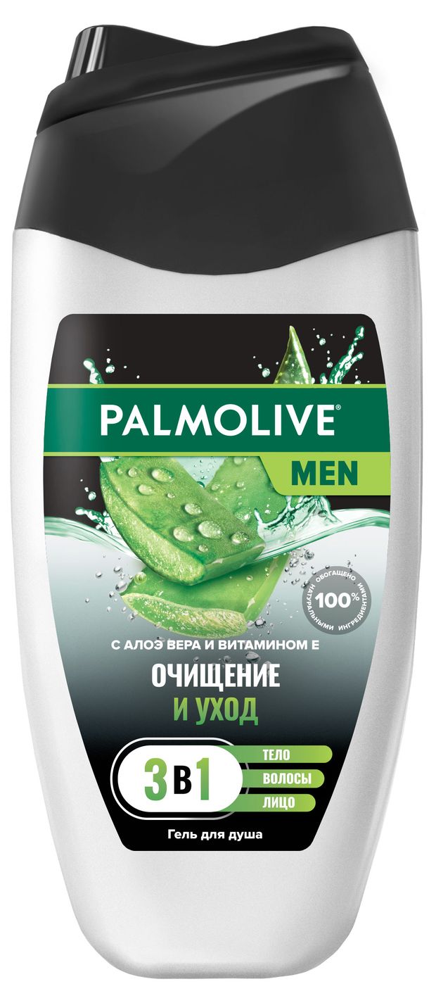 Гель для душа Palmolive Men Очищение и Уход 3 в 1 для тела волос лица и бороды, 250 мл