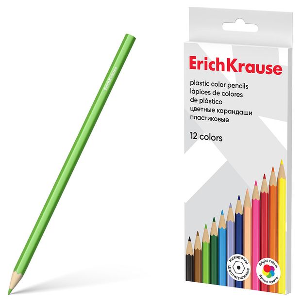 фото Карандаши цветные erichkrause basic шестигранные, 12 цветов