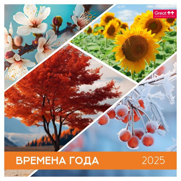 Календарь Great Print на 2025 год на скрепке Времена года