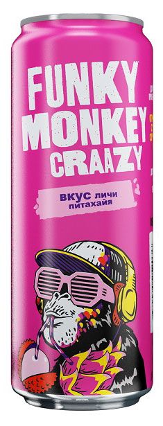 Напиток газированный Funky Monkey Личи-Питахайя, 0,45 л