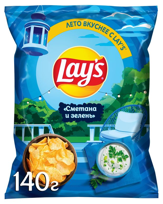 Чипсы картофельные Lay's сметана и зелень, 140 г