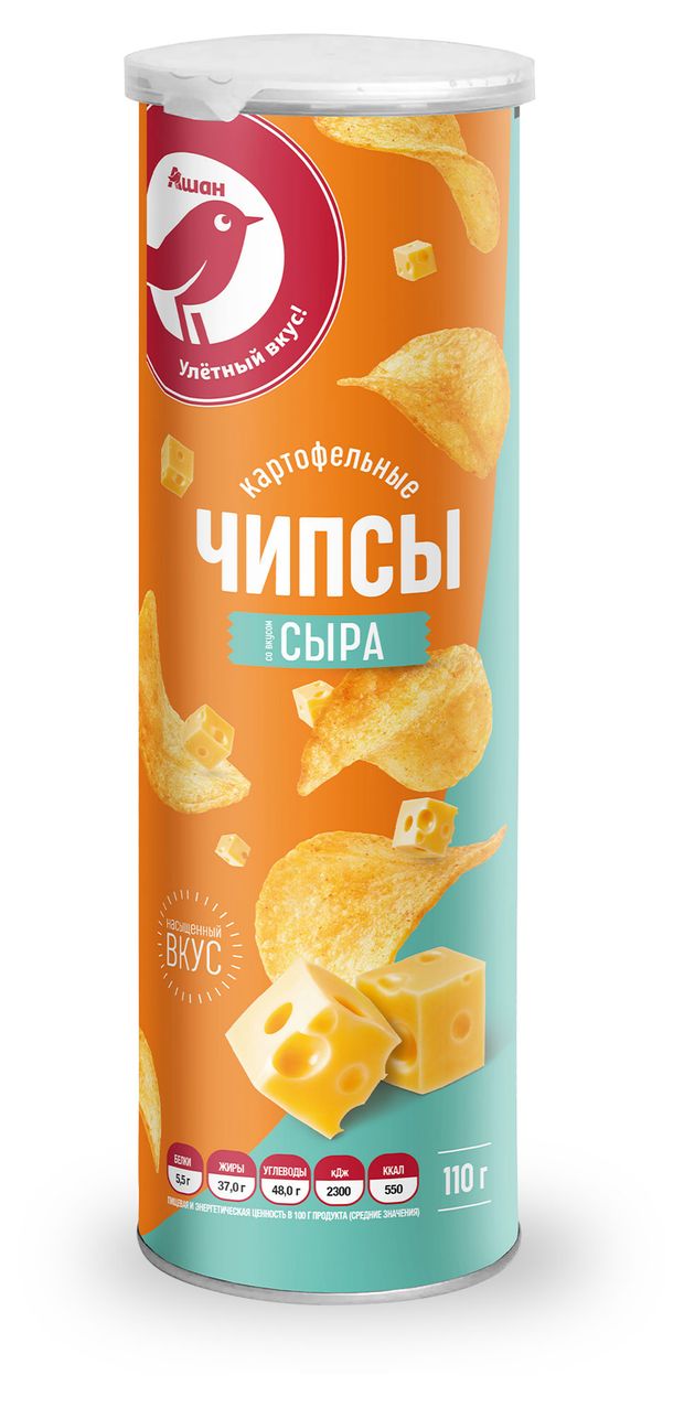 Чипсы АШАН Красная птица во вкусом сыра, 110 г