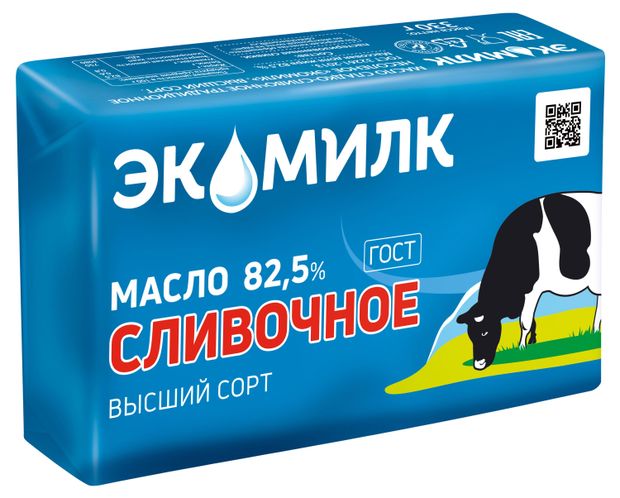 Масло сливочное Экомилк 82,5% БЗМЖ, 330 г