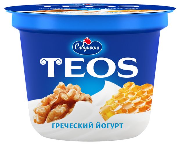 Йогурт TEOS Греческий Грецкий орех-мед 2% БЗМЖ, 250 г