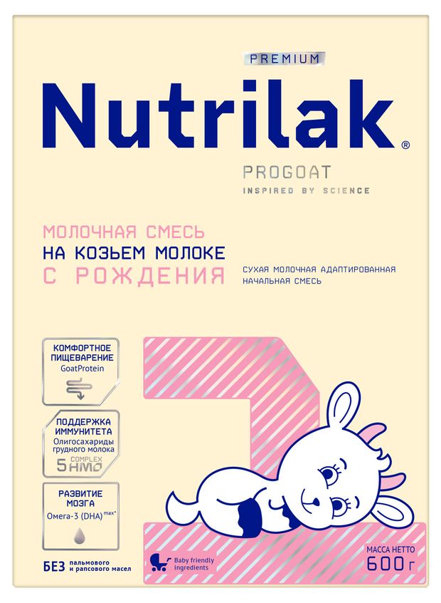 Смесь молочная сухая Nutrilak Премиум 1 на козьем молоке БЗМЖ с рождения 600 г 1819₽