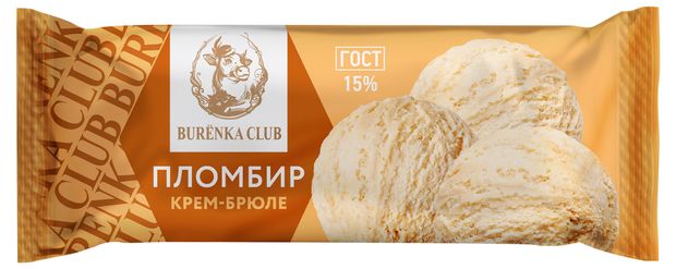 Мороженое Burenka Club пломбир крем-брюле, 400 г