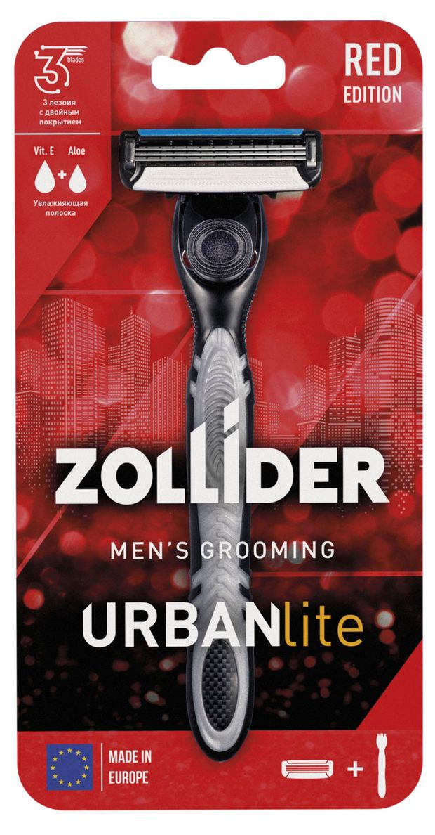 Станок для бритья мужской Zollider URBAN Lite со сменными картриджами с 3 лезвиями ручка 1 сменная кассета 439₽