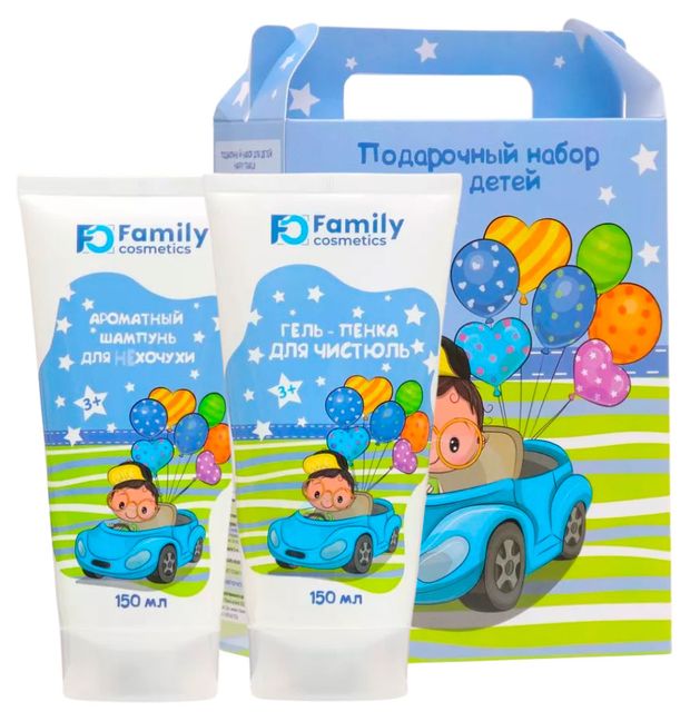 фото Набор подарочный для детей family cosmetics happy trails шампунь + гель-пенка, 2х150 мл