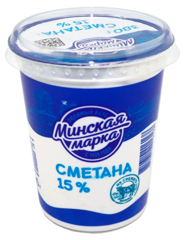 Сметана Минская марка 15 БЗМЖ 380г 119₽