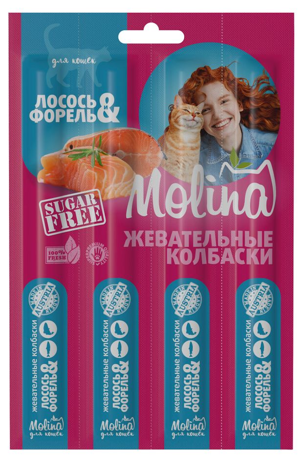 Лакомство для кошек Molina лосось и форель 20 г 164₽