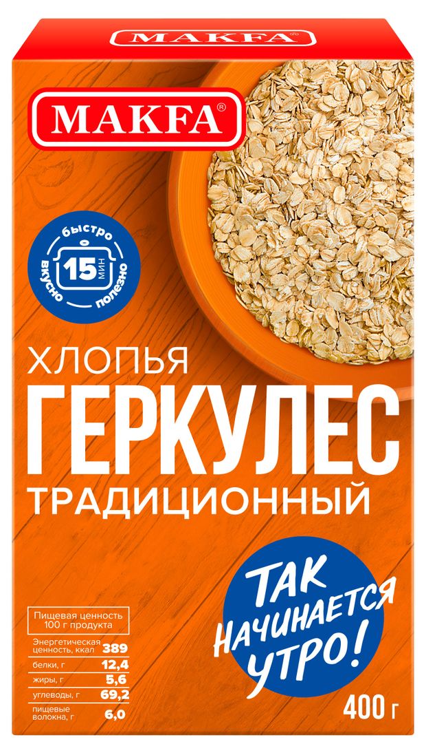 Хлопья Геркулес Makfa Традиционный 400 г 78₽