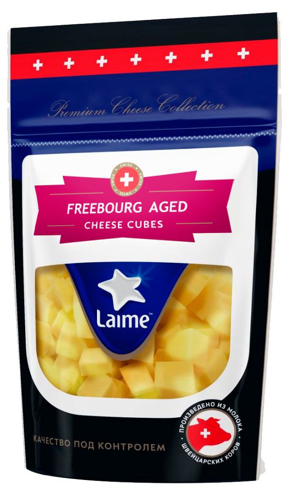 Сыр полутвердый Фрибург Freebourg Aged Laime Premium выдержанный колотый кубики 53% БЗМЖ, 125 г