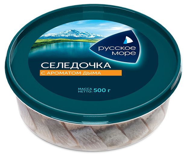 Рыба, икра, морепродукты Сельдь в масле Русское море с ароматом дыма филе-кусочки, 500 г