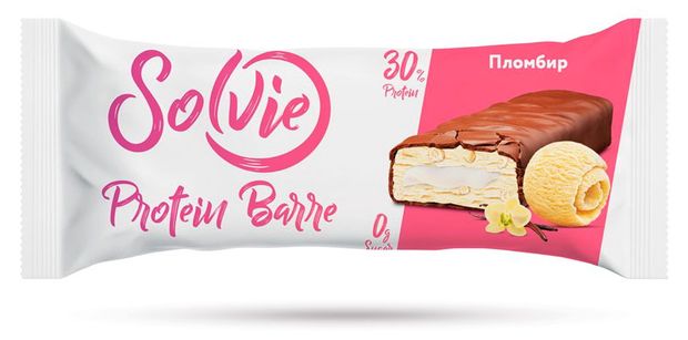 Батончик протеиновый Solvie со вкусом пломбир без сахара, 50 г