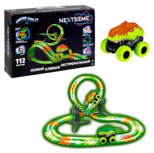 фото Гибкий трек с машинкой 1toy nextreme, 112 деталей