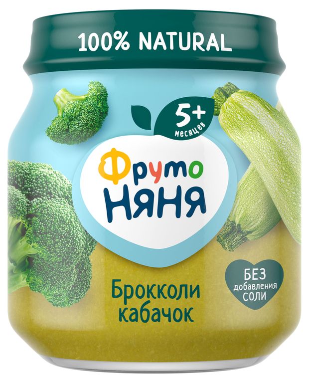 Пюре ФрутоНяня натуральное из капусты брокколи и кабачков с 5 мес 110 г 59₽