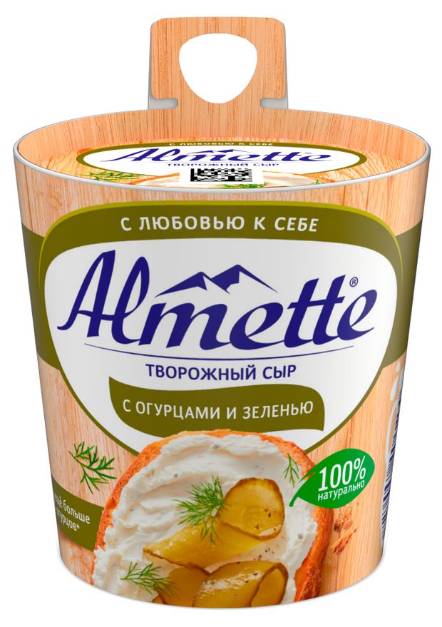 Сыр творожный микс с огурцами и зеленью Almette БЗМЖ, 150 г