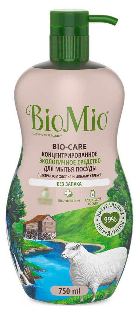 фото Средство для мытья посуды экологичное biomio bio-care концентрат. без запаха, 750 мл