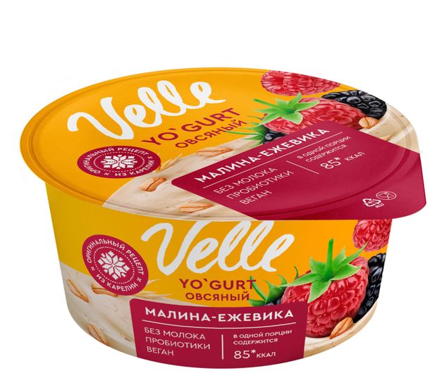 Продукт овсяный Velle Vegan Йогурт малина ежевика, 140 г