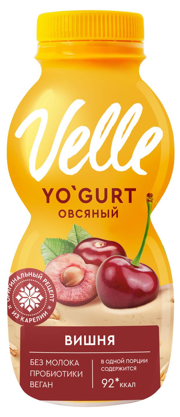 Продукт овсяный Velle Vegan Йогурт питьевой ферментированный вишня, 250 г