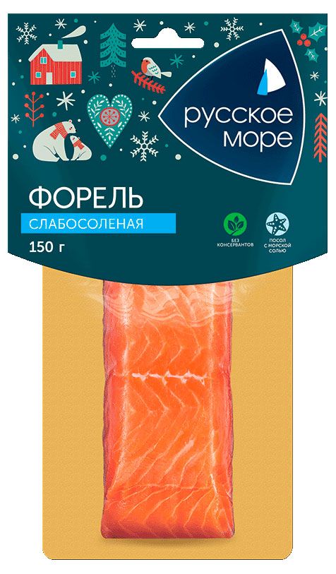 Рыба, икра, морепродукты  Ашан Форель слабосоленая Русское море филе-кусок, 150 г