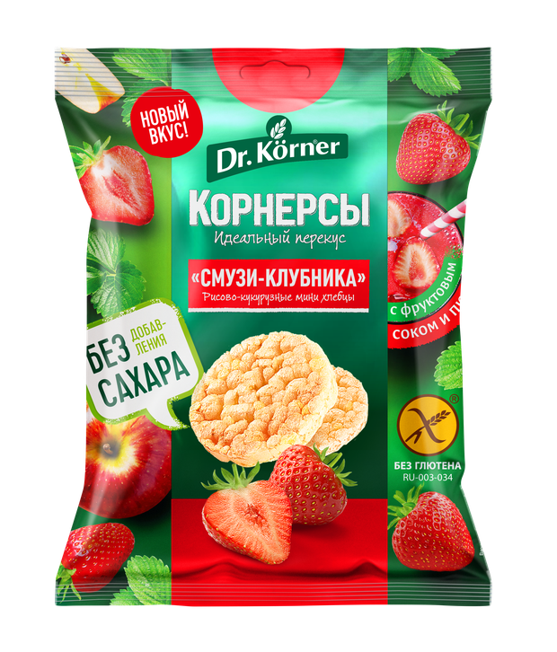 Хлебцы мини DrKorner Смузи-Клубника без сахара 40 г 29₽