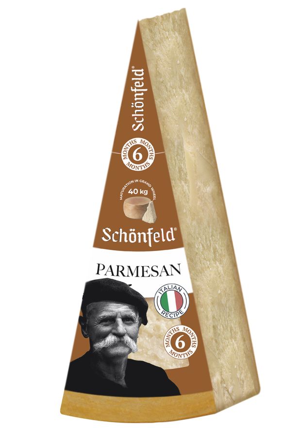 Сыр Schonfeld Parmesan выдержанный 6 месяцев 43 БЗМЖ вес 248₽