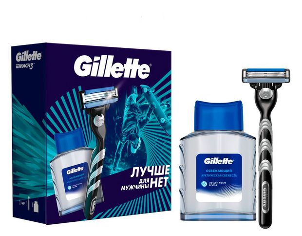 фото Набор подарочный gillette mach3 бритва + лосьон после бритья, 50 мл