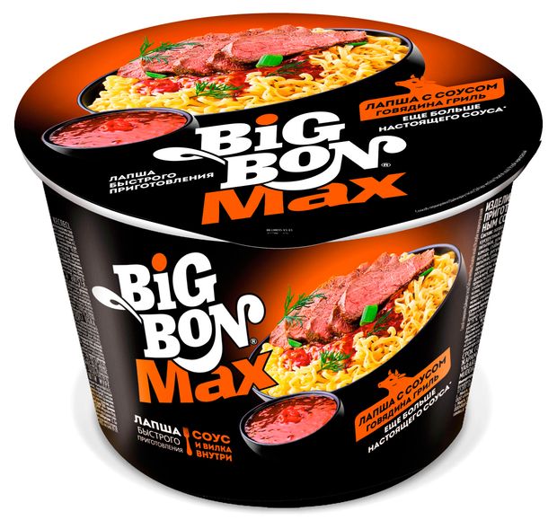 Лапша быстрого приготовления BIGBON MAX с соусом Говядиной гриль 95 г 49₽