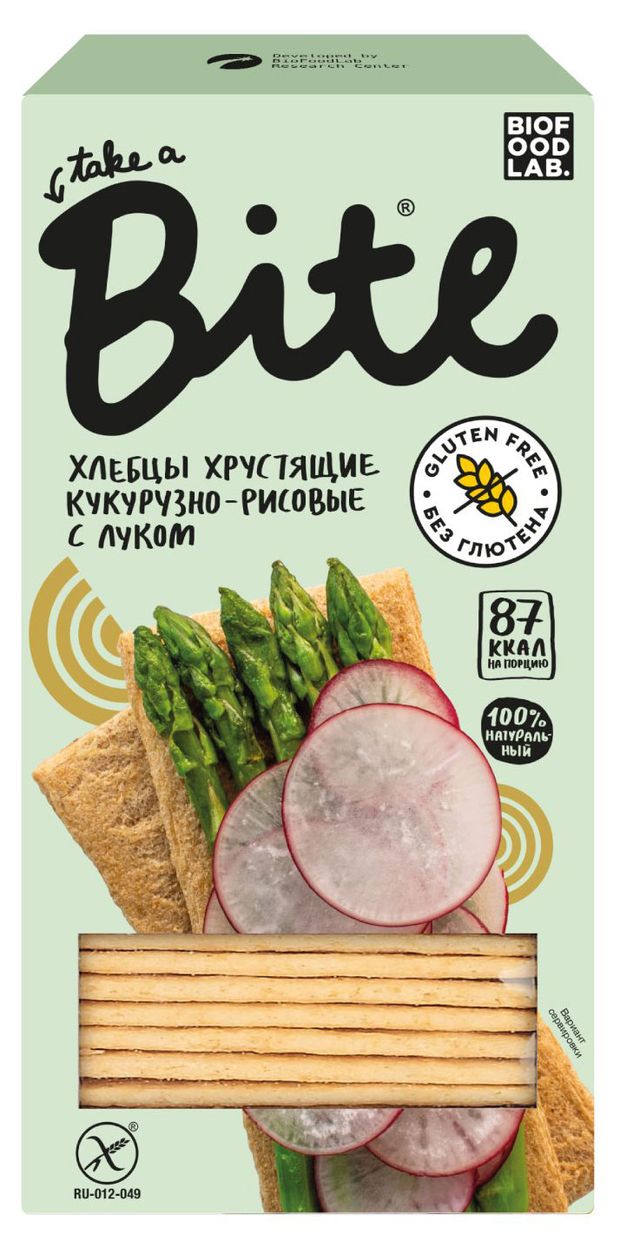 ХлебцыTake a Bite Кукурузно-рисовые хрустящие с луком 150 г 164₽