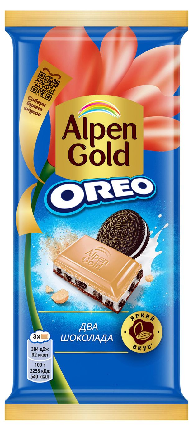 фото Шоколад молочный с белым alpen gold oreo два шоколада, 85 г