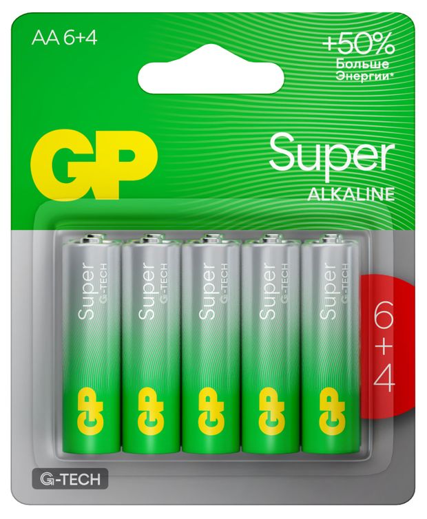 Батарейка GP BATTERIES Super Alkaline G-Tech АА 10 шт 809₽