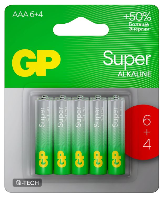 Батарейка GP BATTERIES Super Alkaline G-Tech ААА 10 шт 809₽