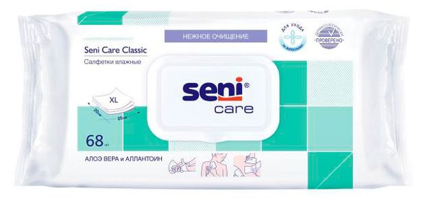 фото Влажные салфетки seni care, 68 шт