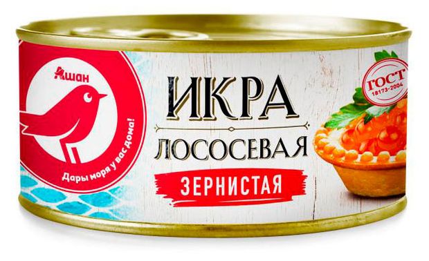 Икра АШАН Красная птица лососевая зернистая 140 г 1699₽