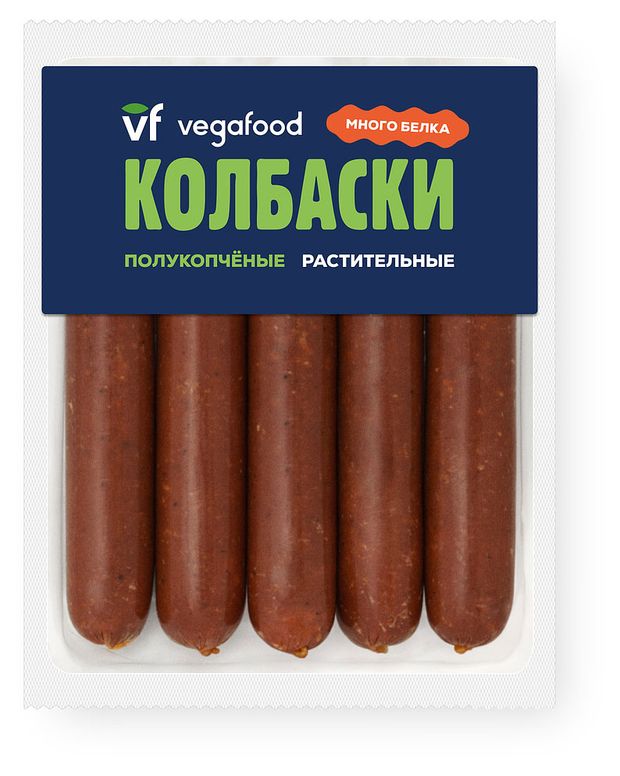 Колбаски полукопченые растительные Vegafood Vegan, 300 г