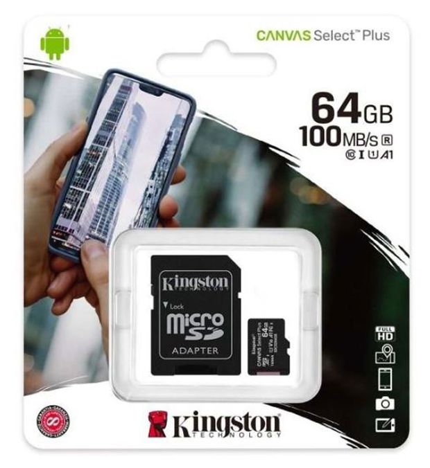 Карта памяти MicroSD Kingston Canvas Select Plus 64Gb 32GB 799₽