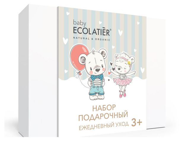 Подарочный набор детский Шампунь для волос Ecolatier Pure Baby 3 Легкое расчесывание Молочко для тела Ecolatier Ежедневный уход с пантенолом 3 389₽