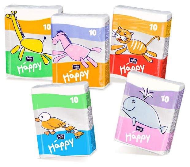 Платочки бумажные Bella Baby Happy мини, 10 шт