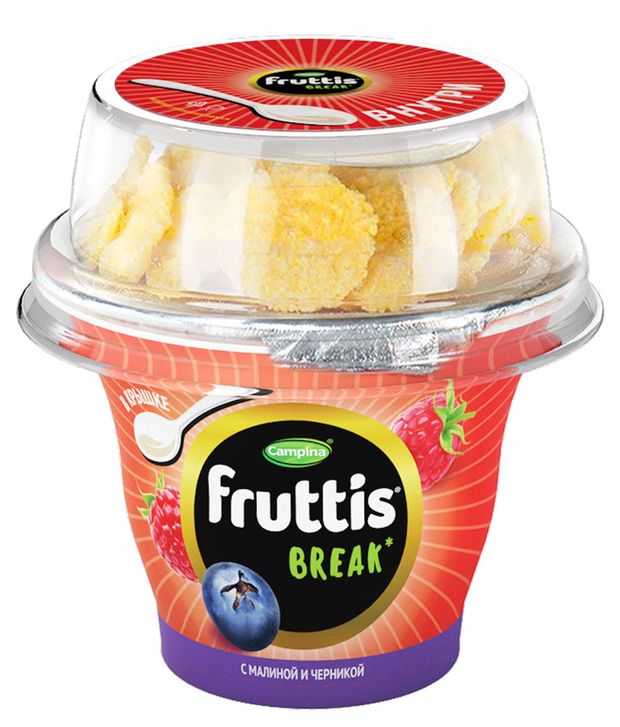 Йогуртный продукт Fruttis Break Вкусный перерыв малина-черника с кукурузными хлопьями 25 175 г 97₽