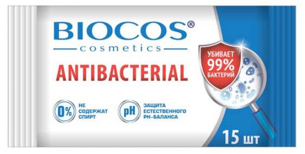 

Влажные салфетки BioCos Антибактериальные, 15 шт