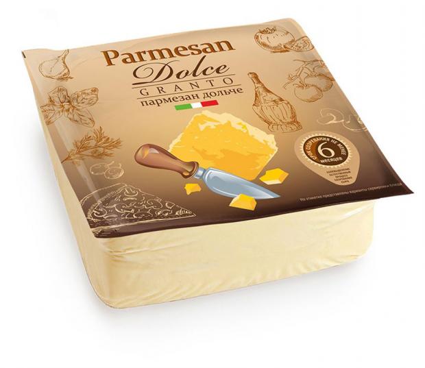 Сыр твердый Dolce Granto Пармезан 40% ( 0.25 - 0.5 кг), 1 упаковка ~ 300 г