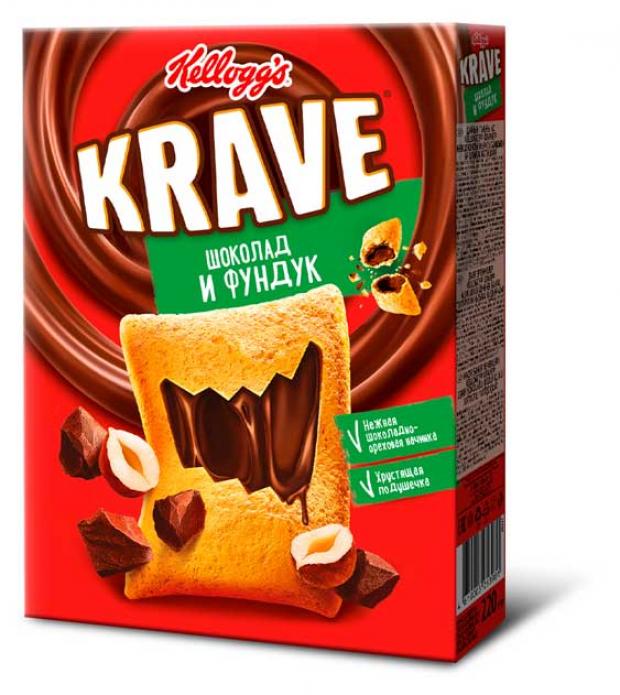 фото Подушечки kellogg's krave c шоколадно-ореховой начинкой, 220 г