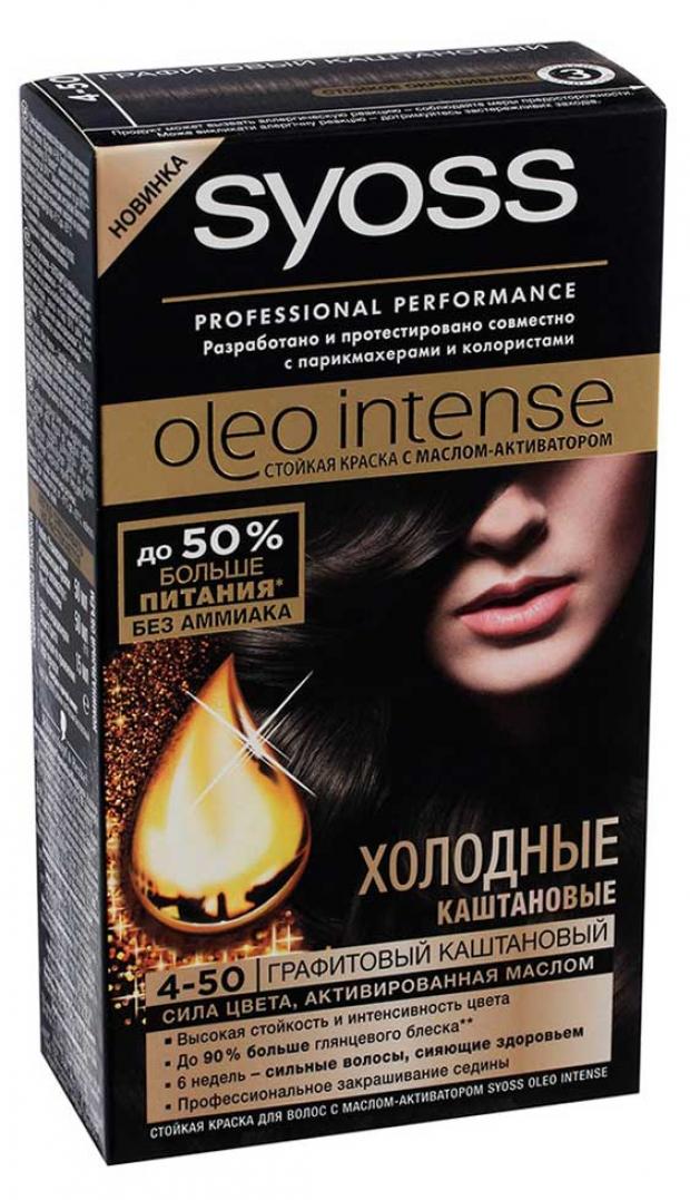 фото Краска для волос syoss oleo intense графитовый каштановый тон 4-50