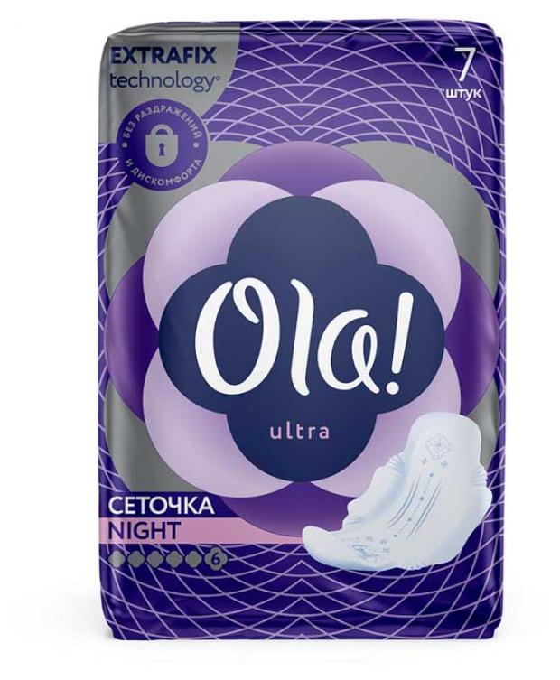 

Прокладки гигиенические Ola! Ultra Night ультратонкие бархатистая сеточка, 7 шт