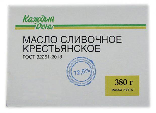 

Масло сливочное «Каждый день» Крестьянское 72,5%, 380 г