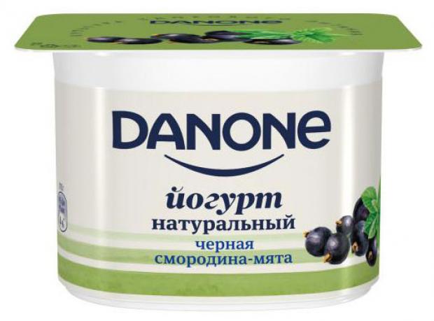 фото Йогурт «danone» с черной смородиной и экстрактом мяты 2.9%, 110 г