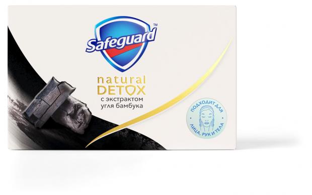 фото Мыло туалетное safeguard natural detox с экстрактом угля бамбука с антибактериальным эффектом, 110 г